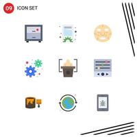 9 Universal Flat Colors Set for Web and Mobile Applications equalizer presentation face education gears Editable Vector Design Elements