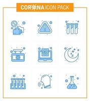 prevención del virus corona covid19 consejos para evitar lesiones 9 icono azul para el signo de presentación tablero de advertencia del hospital prueba coronavirus viral 2019nov elementos de diseño del vector de enfermedad