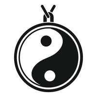 Yin yang medallion icon, simple style vector