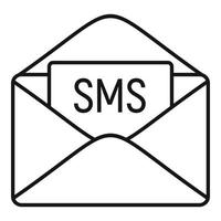 icono de la bandeja de entrada de sms, estilo de contorno vector