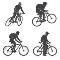 conjunto de hombres en el ciclismo de montaña. vector