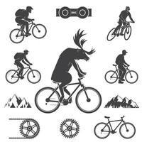 conjunto de iconos de ciclismo de montaña