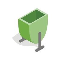 Green trash outdoor bin icon, isometric 3d style vector