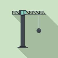 Demolition crane icon, flat style vector