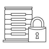 Protected server icon, outline style vector