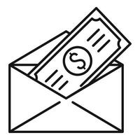 Money envelope icon, outline style vector