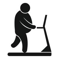 Overweight man on treadmill icon, simple style vector