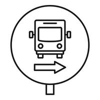 icono de signo de la estación de autobuses circular, estilo de esquema vector