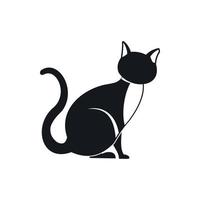 Black cat icon, simple style vector