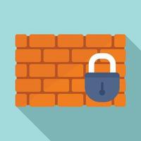 Brick firewall icon, flat style vector