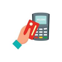 Credit card pay device icon, flat style vector