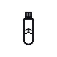 Infected USB flash drive icon, simple style vector