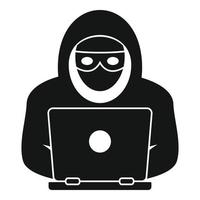 icono de hacker portátil, estilo simple vector