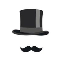 Cylinder and moustaches icon, flat style vector