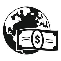 Global money transfer icon, simple style vector