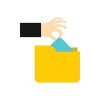 Hand stealing e-mail icon, flat style vector