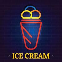 Ice cream signboard logo, flat style vector