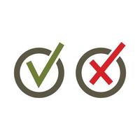 Signs of choice of tick and cross in circles icon vector