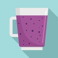 Blueberry smoothie icon, flat style vector