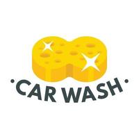 logotipo de lavado de autos con esponja, estilo plano vector