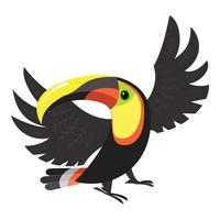 icono de guacamayo tucán, estilo de dibujos animados vector