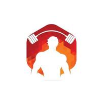 Bodybuilder Logo Template. Vector object and Icons for Sport Label, Gym Badge, Fitness Logo Design, Emblem Graphics.Sport Symbol, Exercise Logo.