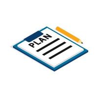 Document plan icon, isometric 3d style vector