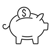 Millionaire piggy bank icon, outline style vector