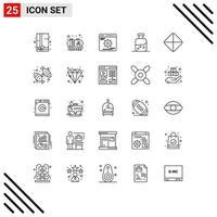 Group of 25 Lines Signs and Symbols for diet tablet gear pill science Editable Vector Design Elements