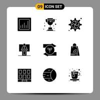 conjunto de 9 iconos modernos de la interfaz de usuario signos de símbolos para los elementos de diseño vectorial editables del evento de la sala de engranajes del altavoz izquierdo vector