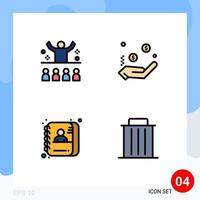 Pictogram Set of 4 Simple Filledline Flat Colors of communication applicant motivation currency data Editable Vector Design Elements