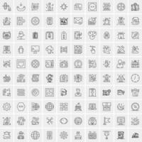 paquete de 100 iconos de líneas universales para móviles y web vector