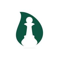 Water drop with a chess figure logo design vector image