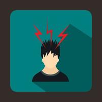 Lightning above the head of man icon, flat style vector