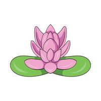 Pink lotus flower icon, cartoon style vector