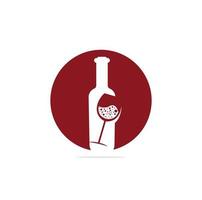 Vector wine label logo design template with wine glass and wine bottle isolated on white background. For degustation hall logo, family vineyard brand, restaurant menu, bar etc.
