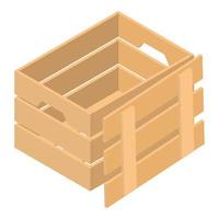 icono de caja de madera abierta, estilo isométrico vector