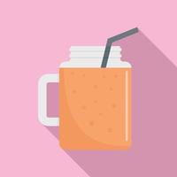 Peach smoothie icon, flat style vector