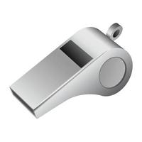 Grey whistle icon, realistic style vector