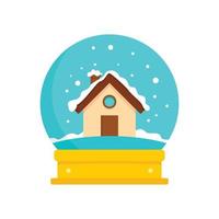 Wood house glass ball icon, flat style vector