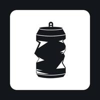 icono de latas de aluminio arrugado, estilo simple vector