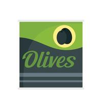 Olives can icon, flat style vector