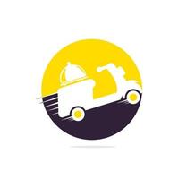 Food delivery logo design with retro scooter. vector