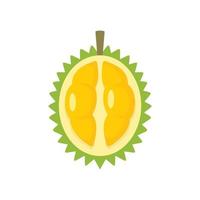 la mitad del icono de la fruta durián, tipo plano vector