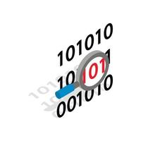 Binary code and magnifying glass icon vector