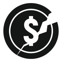 Bankrupt money coin icon, simple style vector