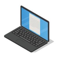 Modern black school laptop icon, isometric style vector