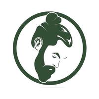 Man with beard hipster barbershop vector emblem. Bearded man's face, hipster character.