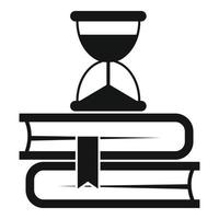 icono de libros de reloj de arena, estilo simple vector