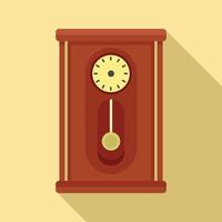 Home pendulum clock icon, flat style vector